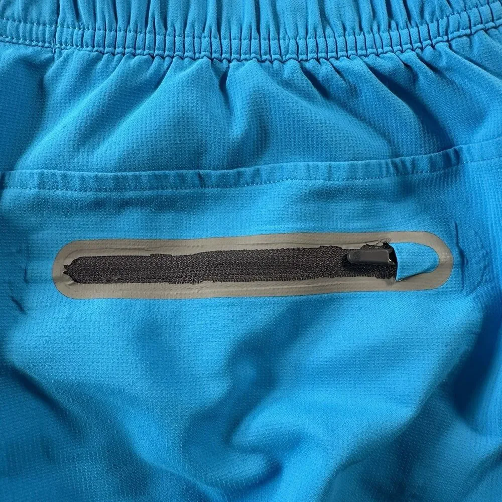 Mack Weldon Bathing Suit Men’s Swim Trunks Size L Blue Lined Zipper Pockets
